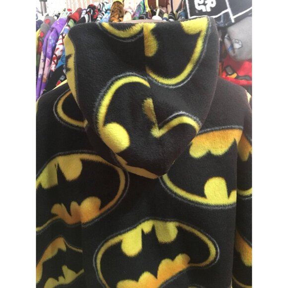 Batman Kids Childs lined Hooded Poncho Pouch Pocket Black Yellow Symbol Handmade - Picture 3 of 4